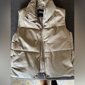 Women’s Zara faux leather puffer vest